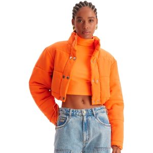 Jaqueta Cropped Lança Perfume Puffer IN23 Laranja Feminino