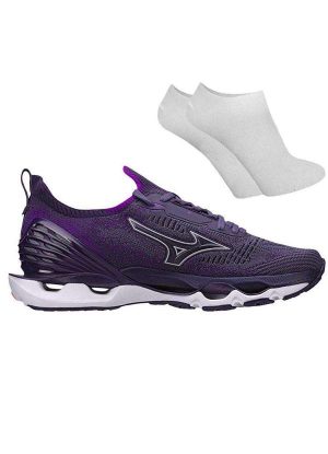 Kit Tênis Mizuno Wave Endeavor 2 Feminino e par de Meia - Roxo