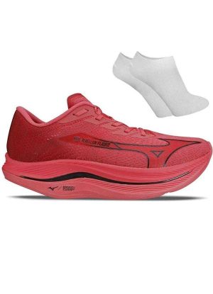 Kit Tênis Mizuno Wave Rebellion Flash 2 Masculino e par de Meia - Vermelho