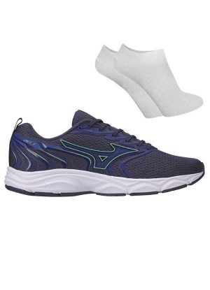 Kit Tênis Mizuno Jet 7 Masculino e par de Meia Azul