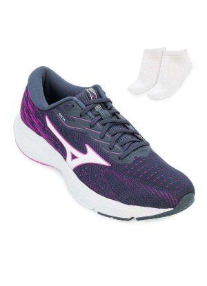 Tênis Mizuno Goya e Meia Mz23 Marinho/Roxo