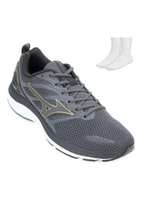 Tênis Mizuno Mz23 Space 3 e Meia Cinza/Dourado