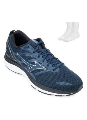 Tênis Mizuno Space 3 e Meia Mz23 Marinho/Branco