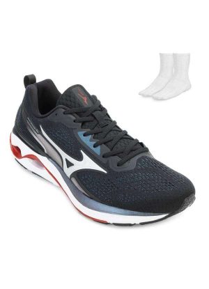 Tênis Mizuno Wave Dynasty 6 e Meia Mz24 Preto/Azul