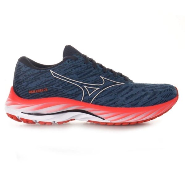 Tênis Mizuno Wave Rider 26 - Masculino - Azul-Vermelho