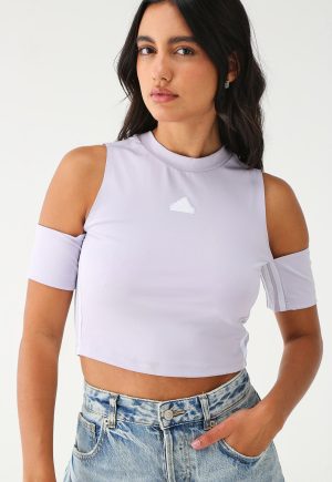 Blusa Cropped adidas Sportswear Ajustada 3 Stripes Lilás