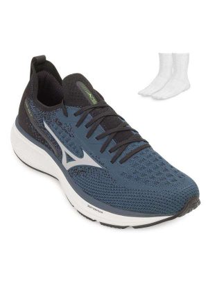 Tênis Mizuno Cool Ride 2 e Meia Mz24 Azul/Preto