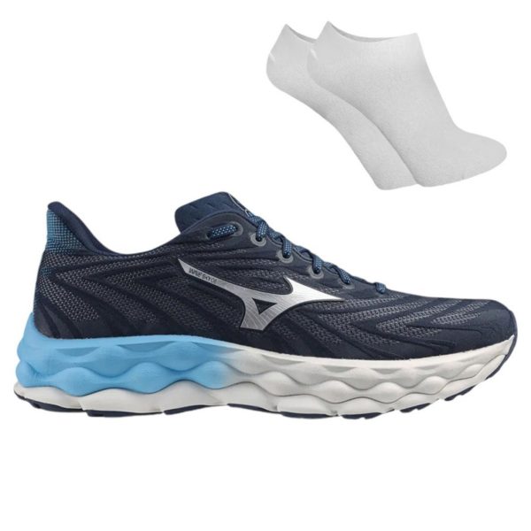 Kit Tênis Mizuno Wave Sky 8 Masculino + Par De Meia