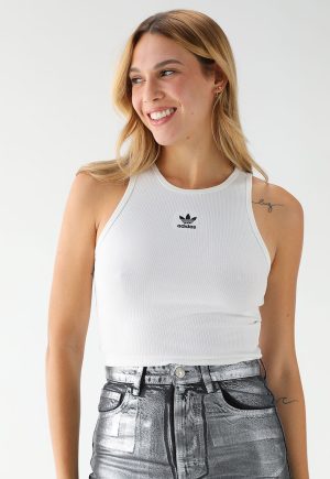 Regata Cropped Canelada adidas Originals Ajustada Trefoil Branca