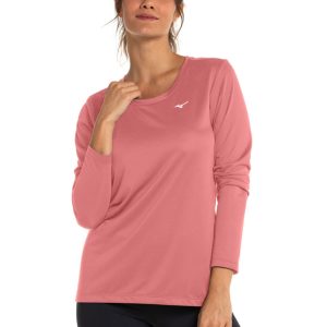 Camiseta Manga Longa de Corrida Feminina Mizuno Nirvana P Laranja