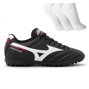 Chuteira Society Mizuno Morelia Club As Masculina + 3 Pares de Meias Preto