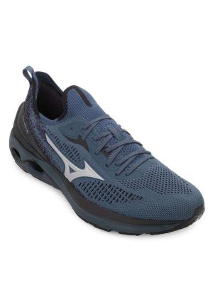 Tênis Mizuno Wave Mirai 6 Mz24 Marinho/Prata