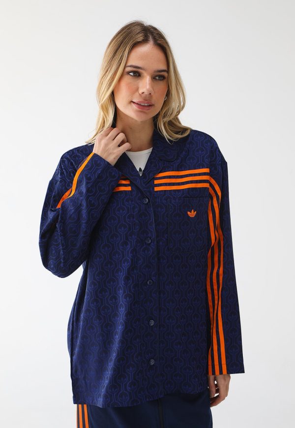 Camisa adidas Originals Reta De Pyjama Azul