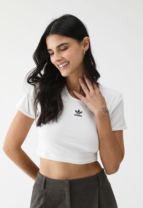 Camiseta Cropped adidas Originals Trefoil Branca