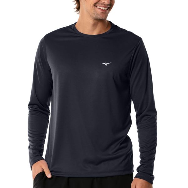 Camiseta Manga Longa de Treino Masculina Mizuno Energy M Azul