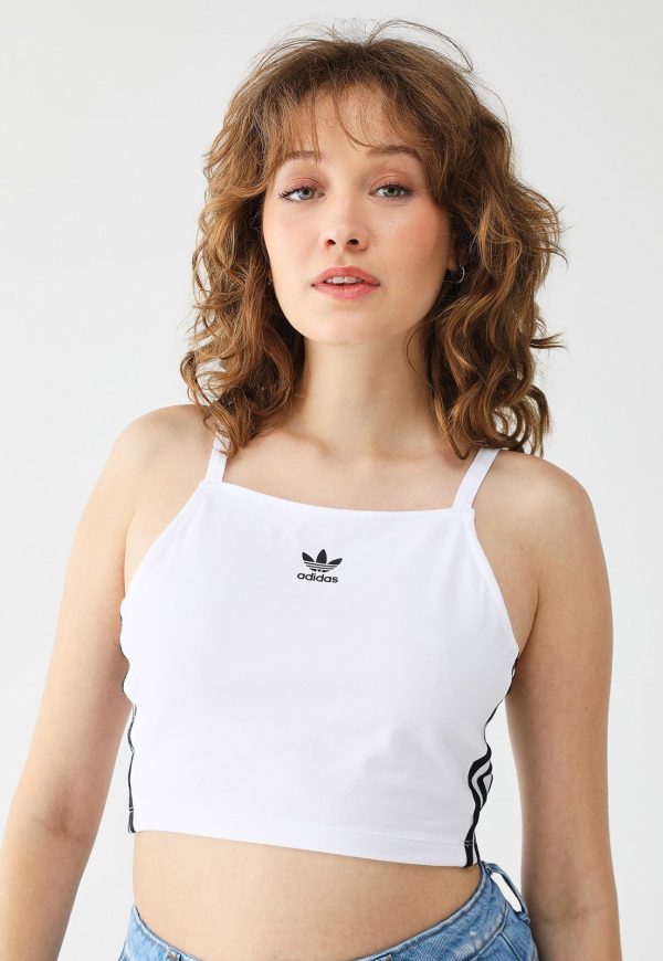 Regata Cropped adidas Originals Slim 3 Stripes Branca