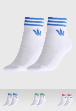 Kit 3pçs Meia adidas Originals Cano Baixo Trifoil Branco