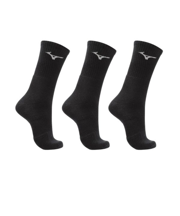 Meia Feminina Mizuno Training Cano Alto Kit 3 Pares Preto Incolor