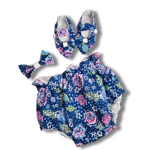 Infantil - Roupinhas de Menina Kit tapa fralda, Sapatinho e tiara Presente Azul