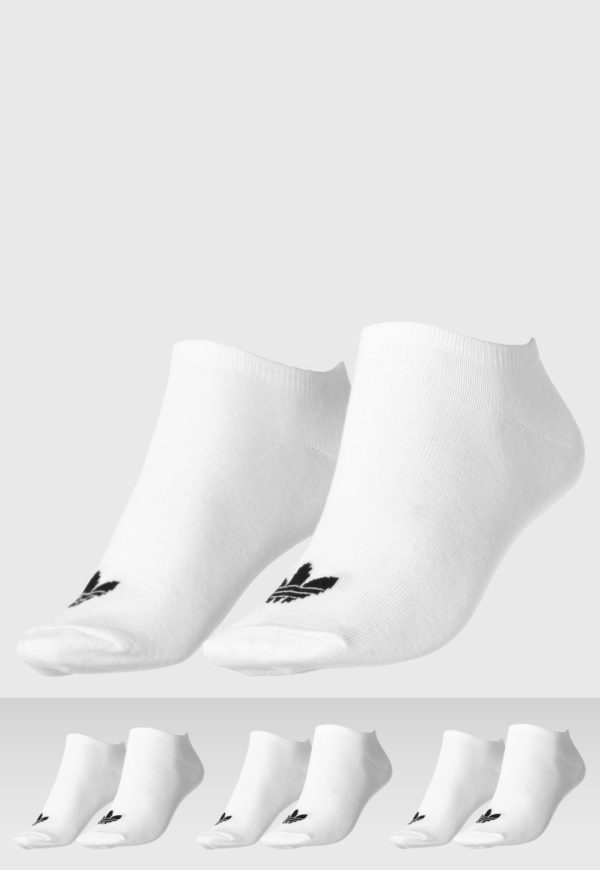Kit 3pçs Meia adidas Originals Cano Baixo Trefoil Liner Branca