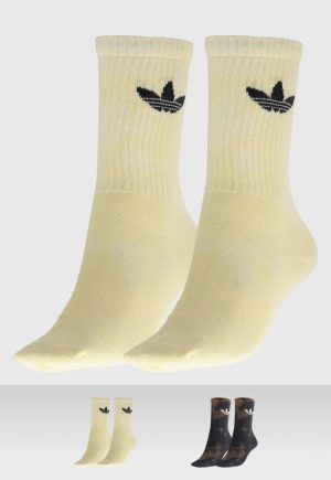 Kit 2pçs Meia adidas Originals Cano Médio Acid Wash Amarela