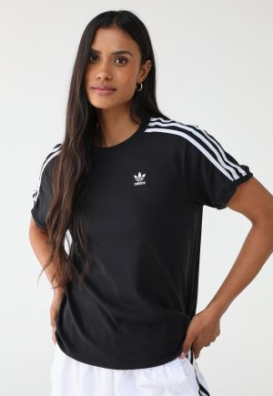 Camiseta adidas Originals Reta 3 Stripes Preta