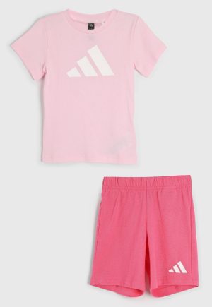 Conjunto 2pçs Manga Curta adidas Originals Camiseta E Bermida Rosa