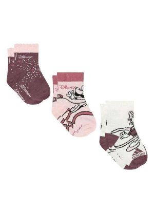 Kit 3 pares de Meias Adidas Cano Alto Disney Infantil Rosa