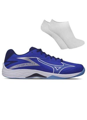 Kit Tênis Mizuno Thunder Blade Z Masculino e par de Meia Azul
