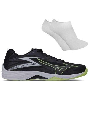Kit Tênis Mizuno Thunder Blade Z Masculino e par de Meia Preto