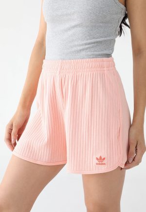 Short Canelado adidas Originals Evasê Trefoil Coral