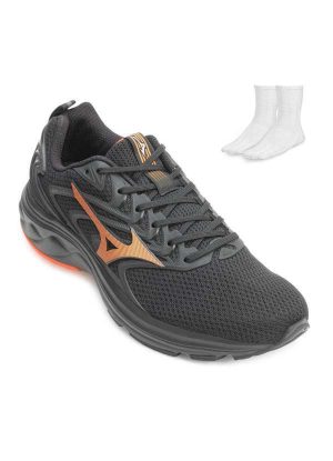 Tênis Mizuno Space 4 e Meia Mz24 Preto/Laranja