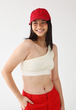 Top Canelado adidas Originals Ajustada One Shoulder Off-White