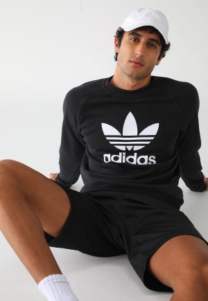 Blusa de Moletom Flanelada Fechada adidas Originals Logo Preta
