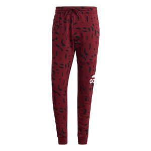 Calça Estampada Essentials Tapered Cuff Logo adidas Sportswear Vinho