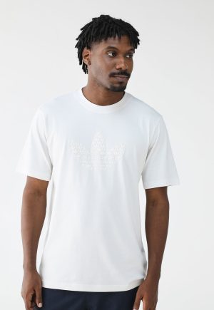 Camiseta adidas Originals Reta Monograma Trefoil Off-White