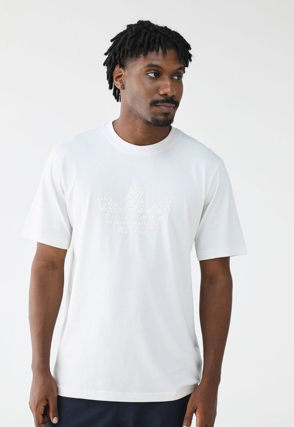 Camiseta adidas Originals Reta Monograma Trefoil Off-White