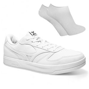 Kit Tênis Mizuno Street Wind Unissex + Par De Meia - Branco - mizuno