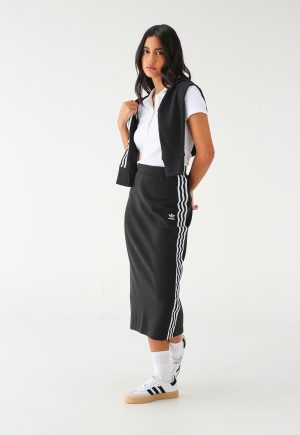 Saia Tricot adidas Originals Midi 3 Stripes Preta