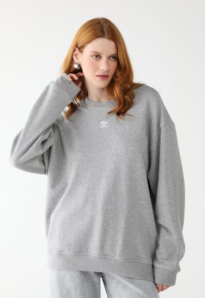 Suéter Fechada adidas Originals Reto Trefoil Essentials Cinza