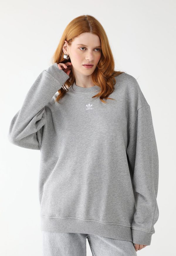 Suéter Fechada adidas Originals Reto Trefoil Essentials Cinza