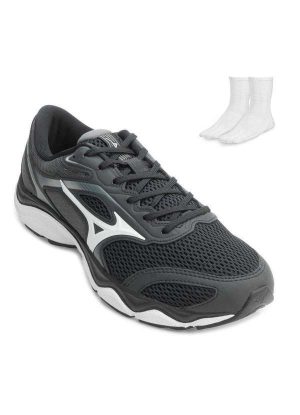 Tênis Mizuno Wave Hawk 5 e Meia Mz24 Preto/Branco
