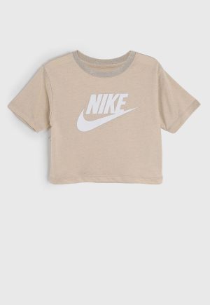 Infantil - Camiseta Cropped Nike Logo Bege