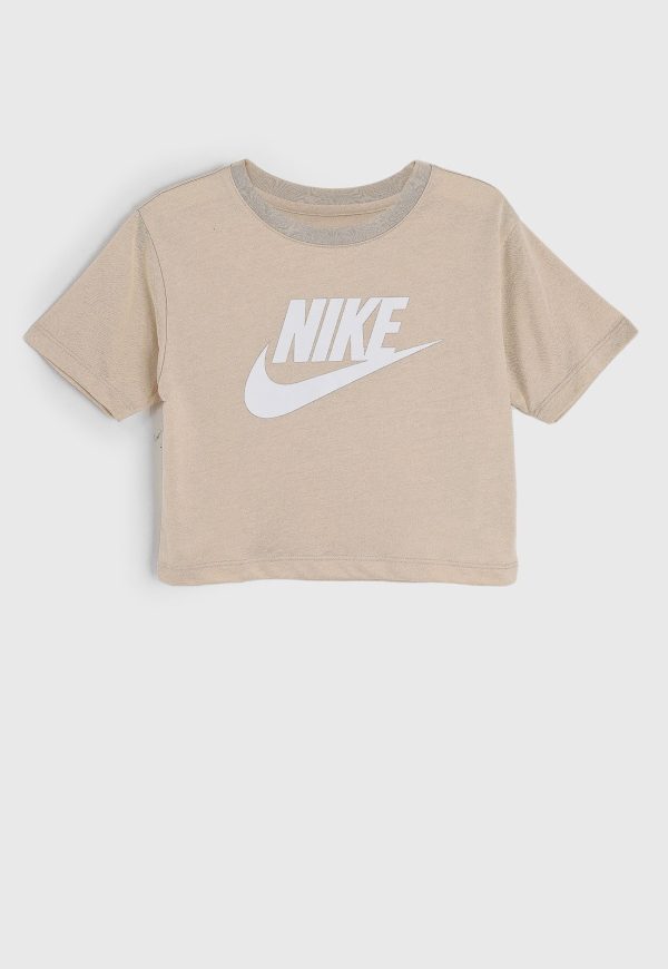Infantil - Camiseta Cropped Nike Logo Bege