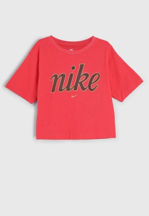 Infantil - Camiseta Cropped Nike Logo Rosa