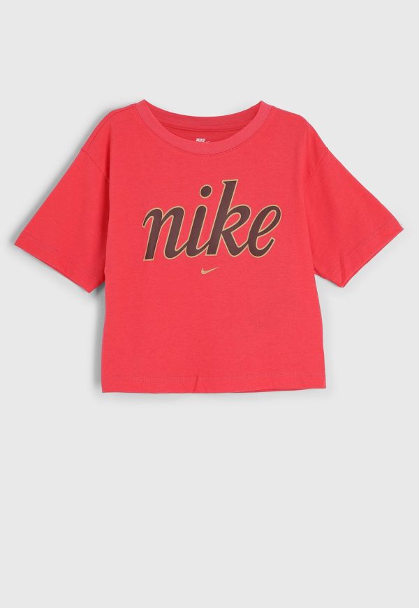 Infantil - Camiseta Cropped Nike Logo Rosa