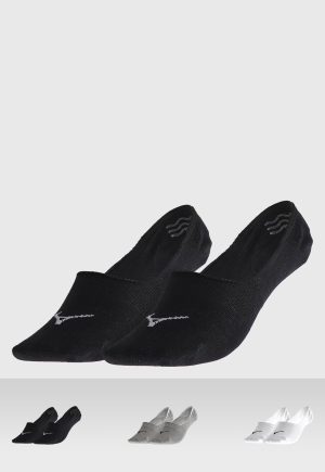 Kit 3pçs Meia Mizuno Sapatilha Basic Preta