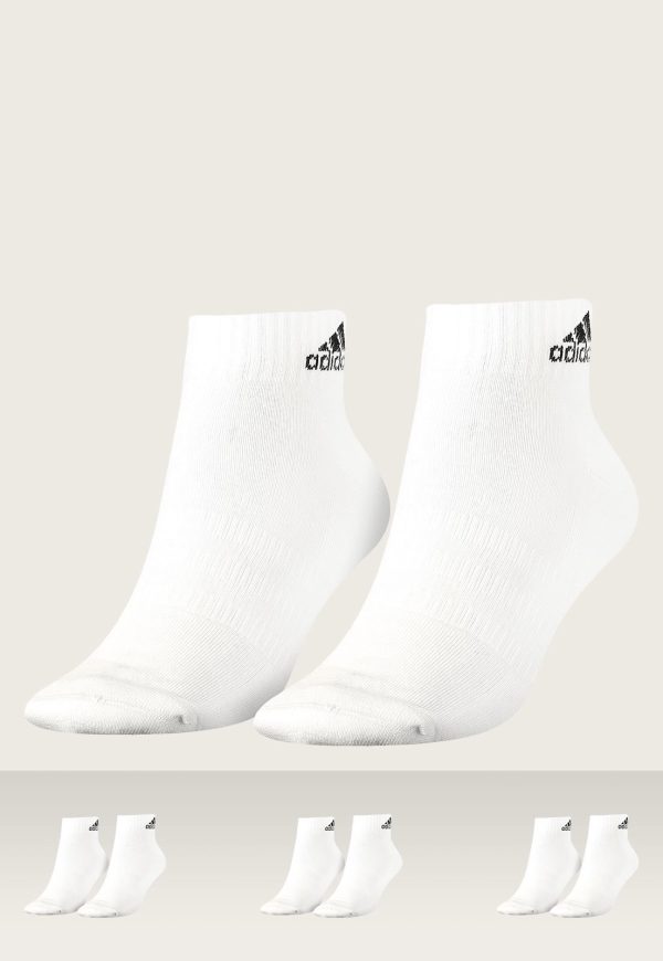 Kit 3pçs Meia adidas Performance Cano Baixo Cushioned Sportswear Ankle Branca