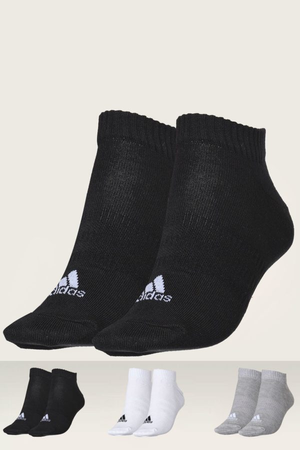 Kit 3pçs Meia adidas Performance Cano Baixo No Show Preta/Cinza